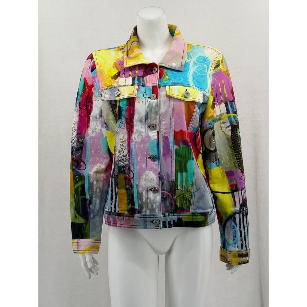 Simply Art by Dolcezza Jacket Womens XL Colorful Abstract Eclectic Maximalist